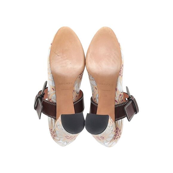 Rochas Floral Brocade Mary Jane Pumps in Multicolor Silk - Picture 4 of 6